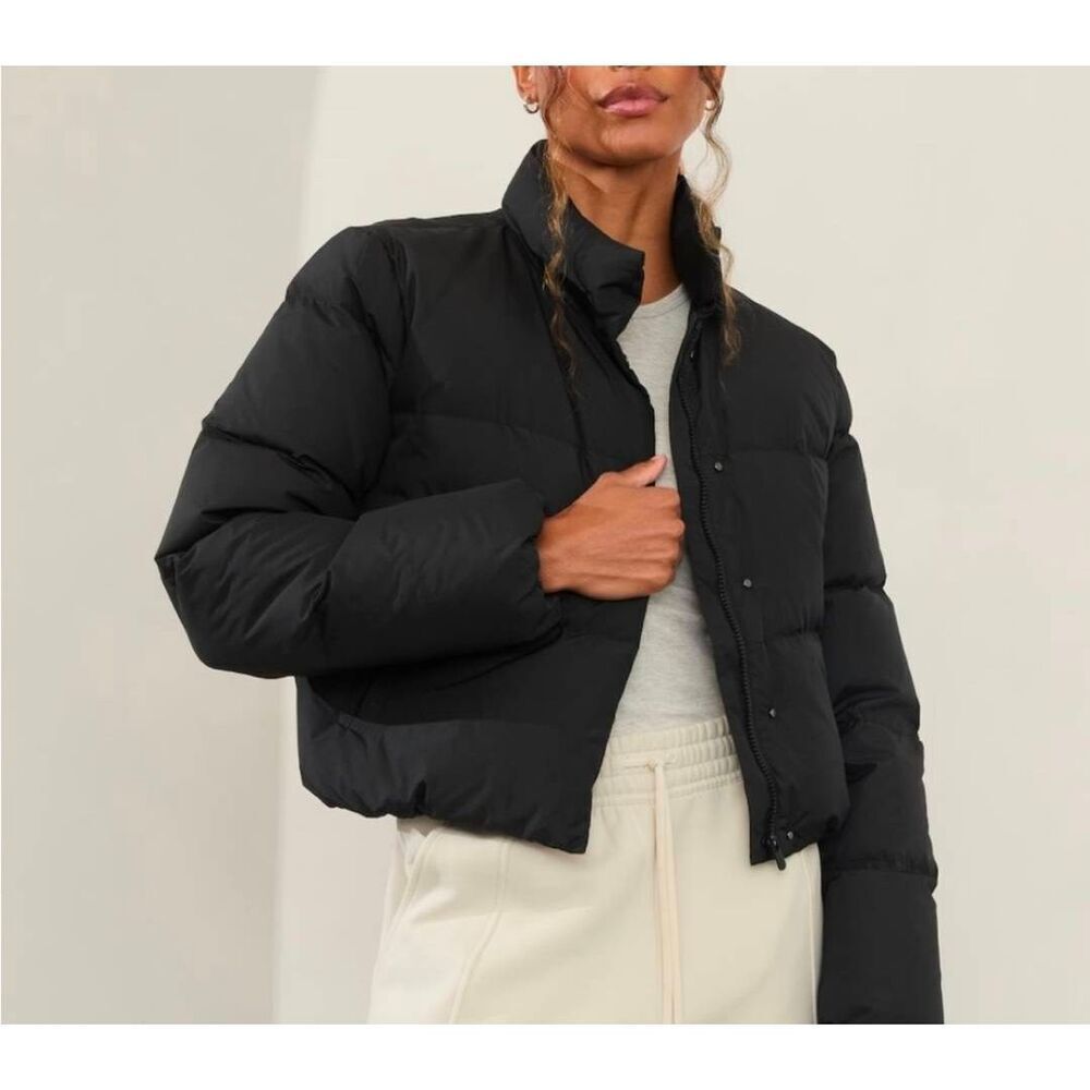 Athleta Summit Cropped Black Puffer Jacket Size XL